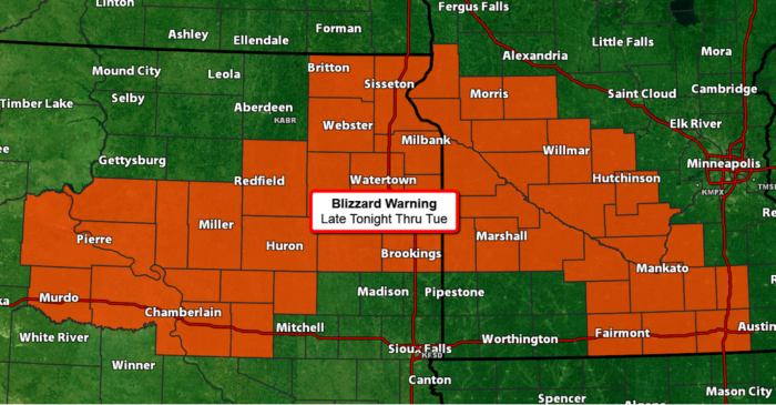 Blizzard Radar SD and MN Tonight