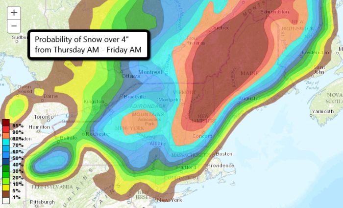 Prob of Snow over 4"