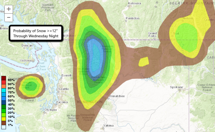 Probability of Snow over 12"