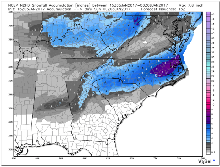 NDFD Snow Forecast