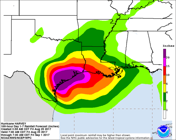 8-25 Harvey Rainfall Forecast