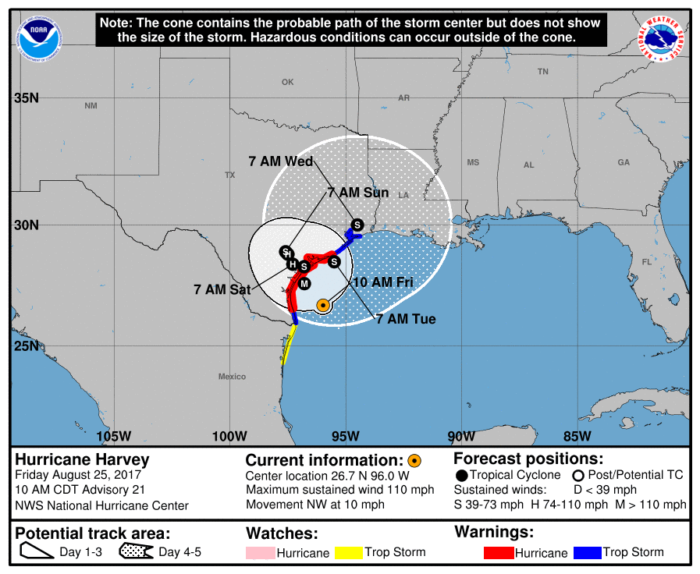 8-25 Harvey Track Forecast