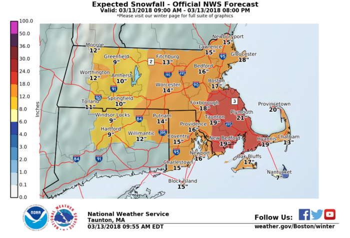 3-13 NWS Boston snow forecast