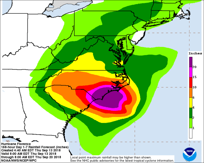 9-13 Florence Forecast Rainfall