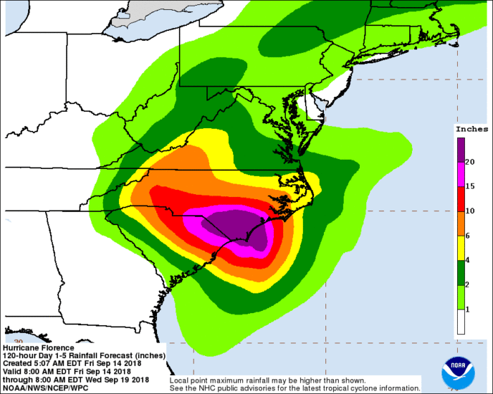 9-14 Florence Forecast Rainfall