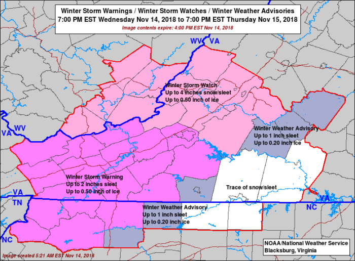 11-14 Winter Storm via NWS Blacksburg