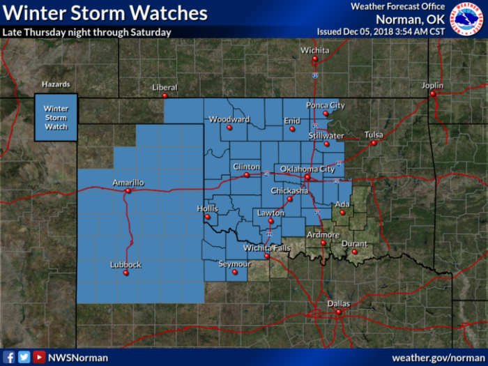 Winter Storm Watch via NWS Norman