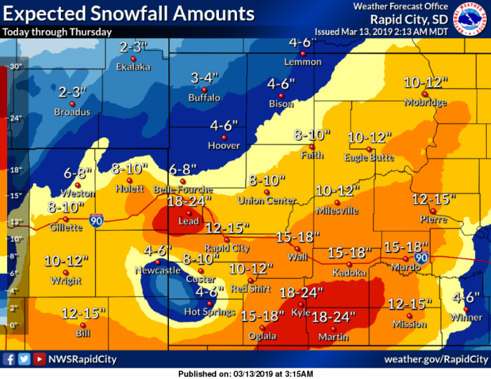 3-13 Blizzard via NWS Rapid City