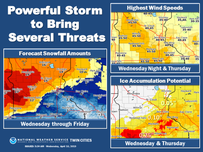 4-10 Snow Forecast via NWS Twin Cities