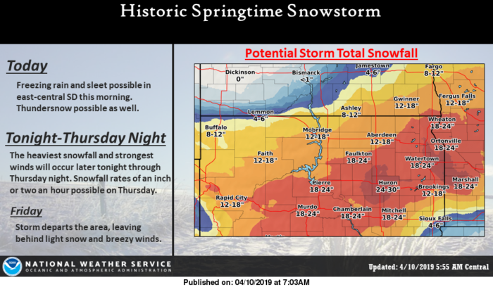 4-10 Snow Forecast via NWS Aberdeen