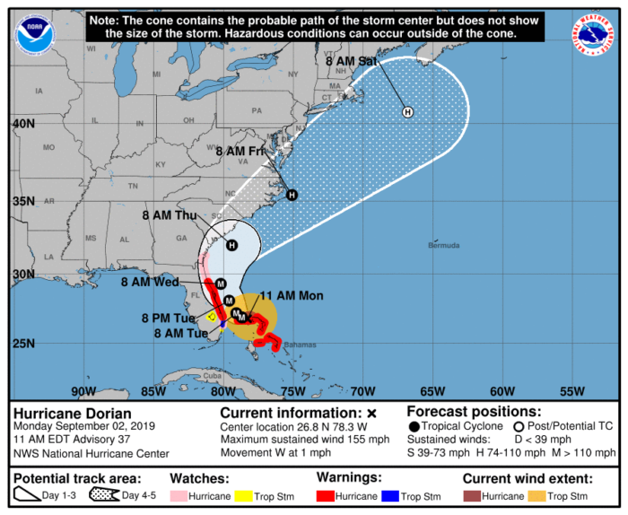 9-2 Dorian Forecast Track