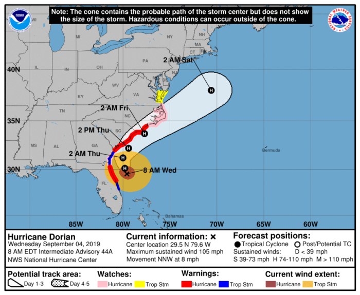 9-4 Dorian Forecast Track