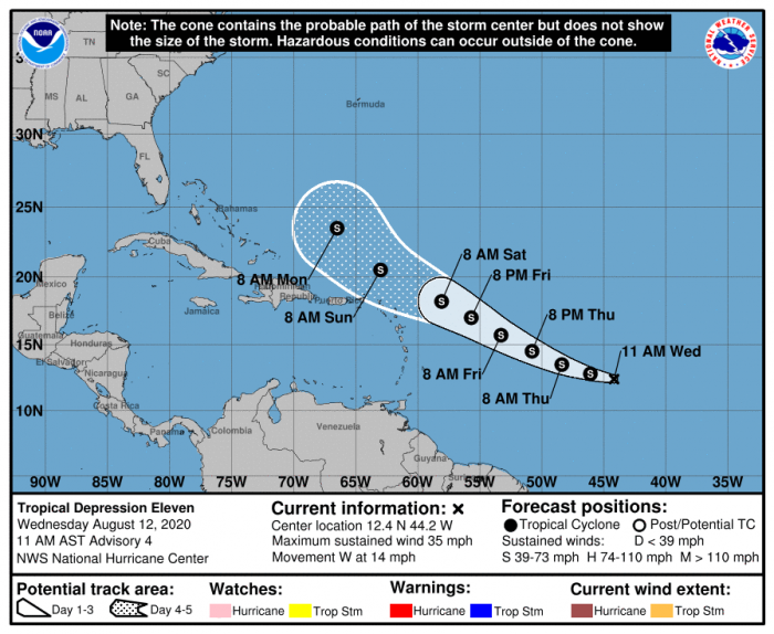 8-12 TD 11 Forecast Track