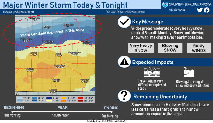 1-25_ Snow Forecast via NWS Des Moines