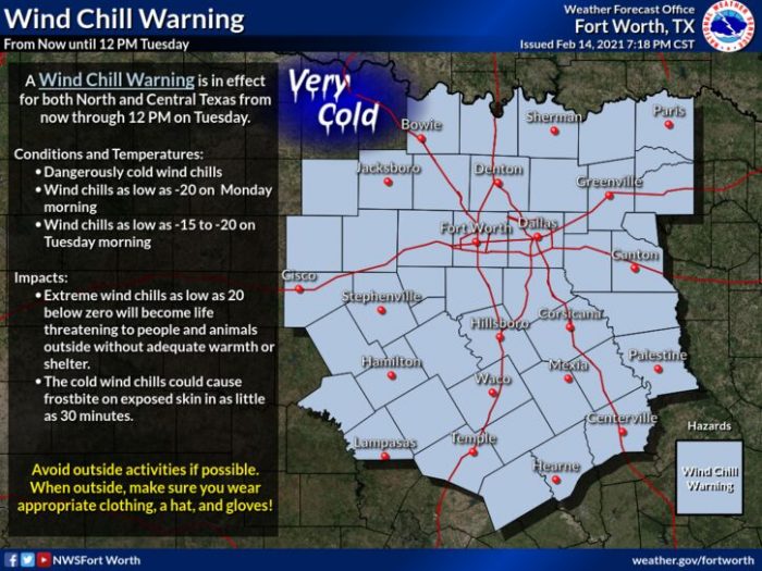 2-15 Wind Chills via NWS Dallas