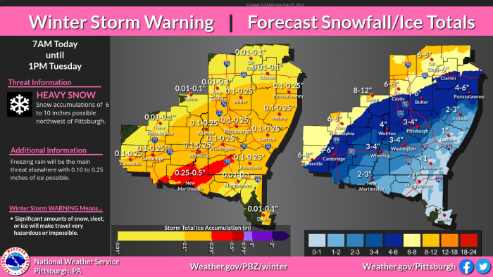 2-15 Snow via NWS Pittsburgh