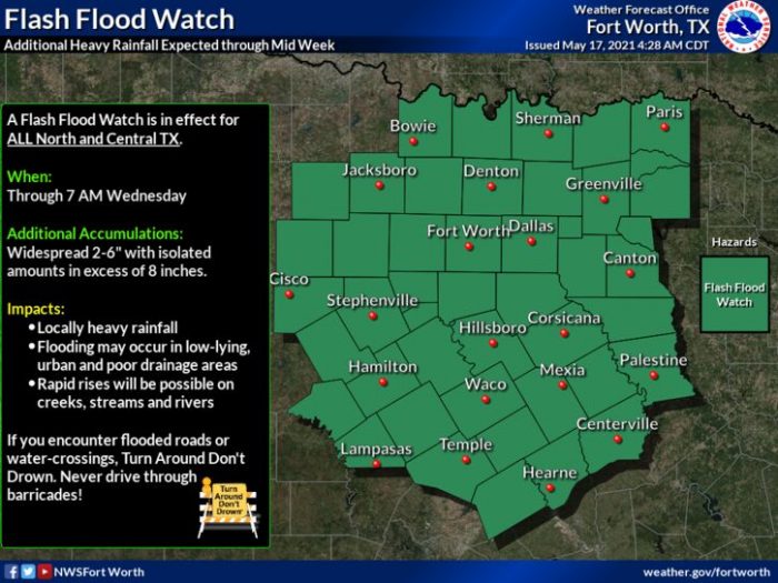 5-17 Flooding via NWS Fort Worth