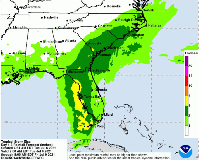 7-6 Elsa Rainfall Forecast