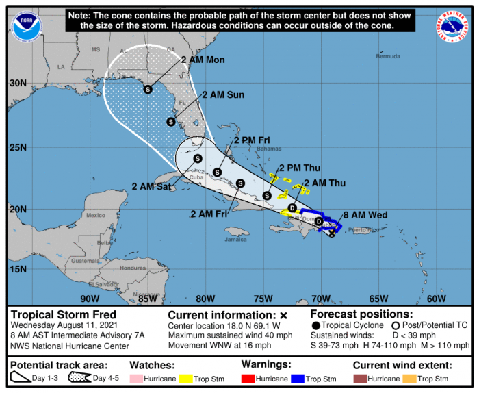 8-11-21 TS Fred Forecast Track