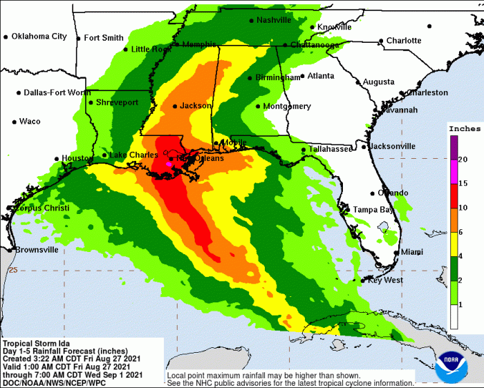 8-27 Ida Forecast Rainfall